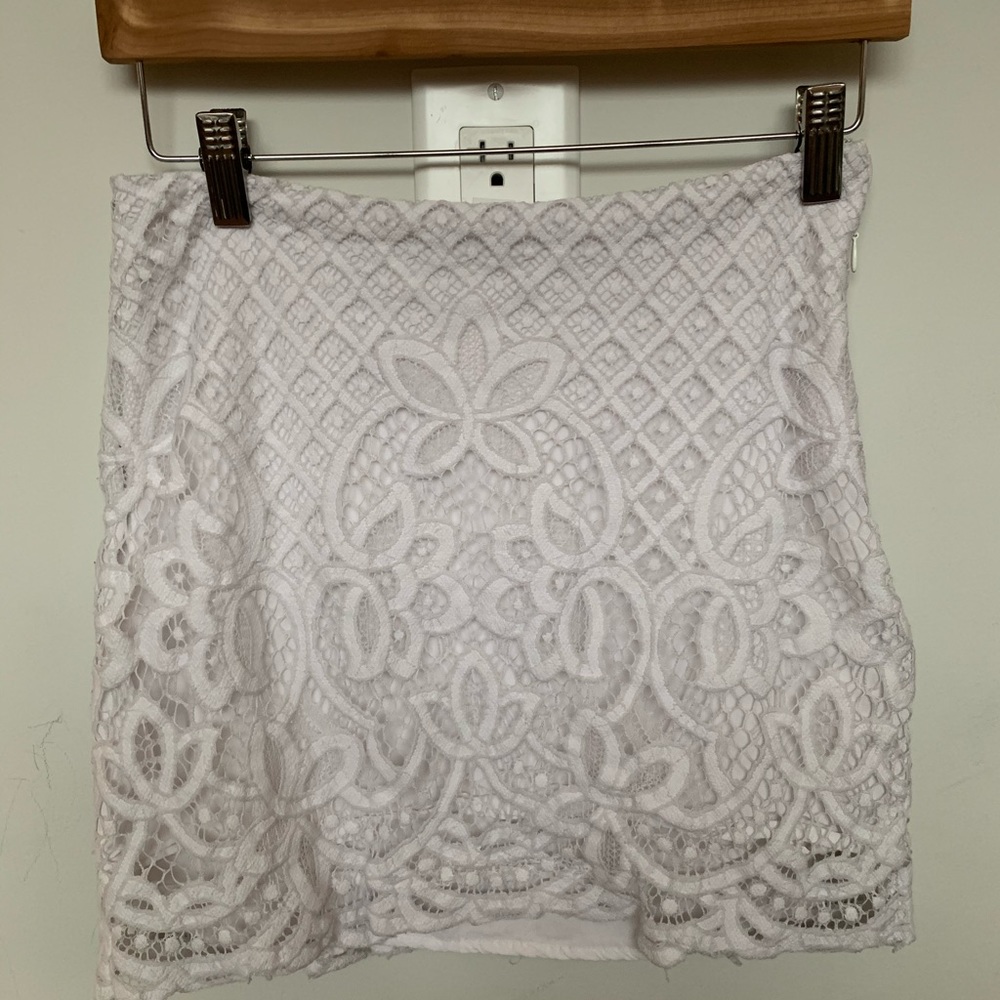 Free People White Lace Mini Skirt Size 2